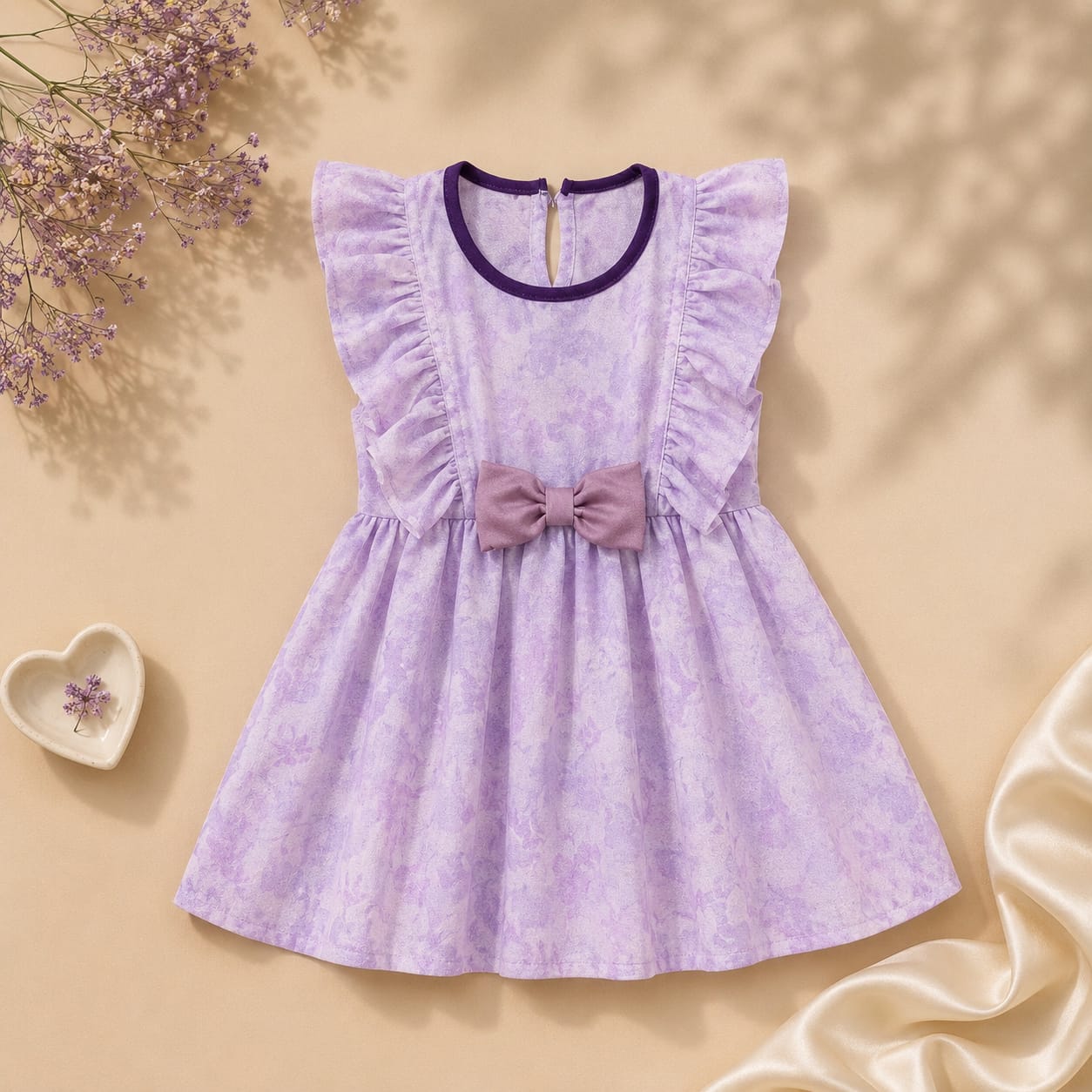 PLUSH-Premium Girls Casual Frocks Purple