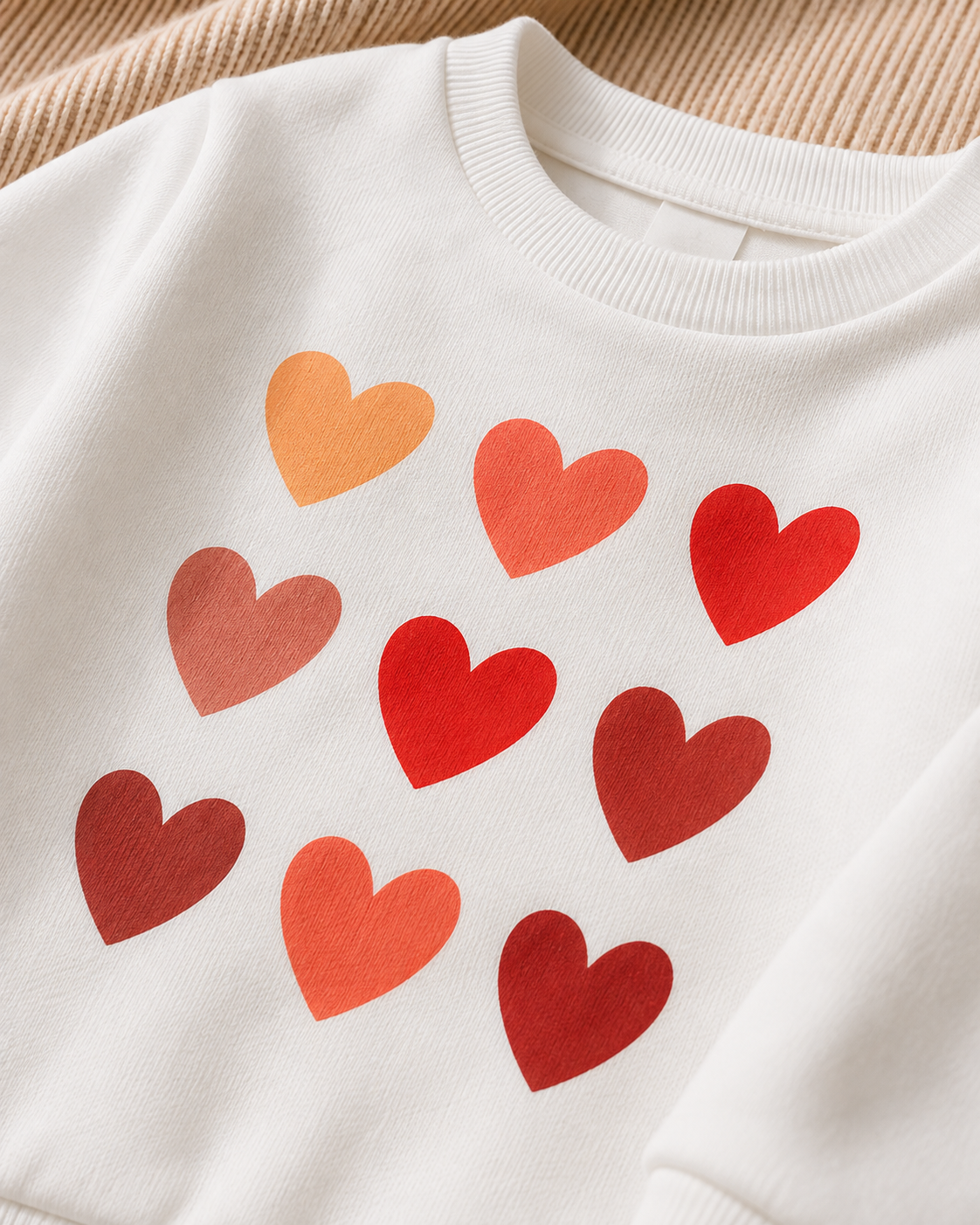 Plush Fleece Shirt & Trouser - Hearts in White