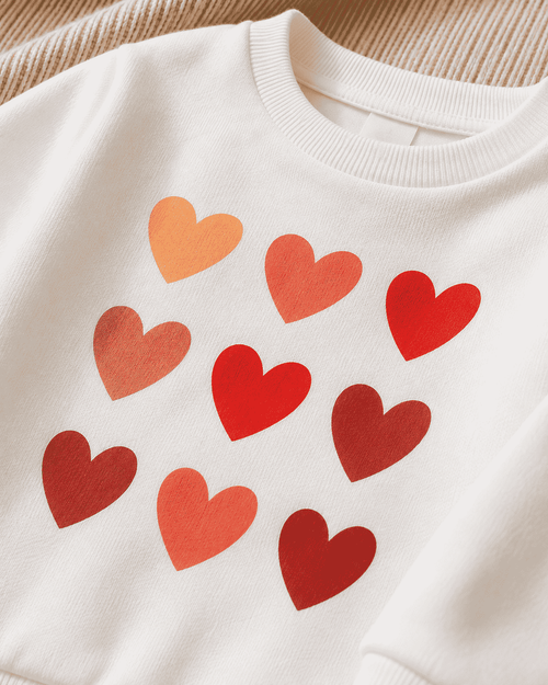 Plush Fleece Shirt & Trouser - Hearts in White