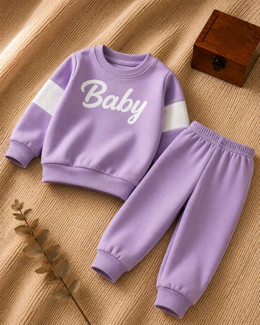 Plush  Fleece Shirt & Trouser - Baby in Purple