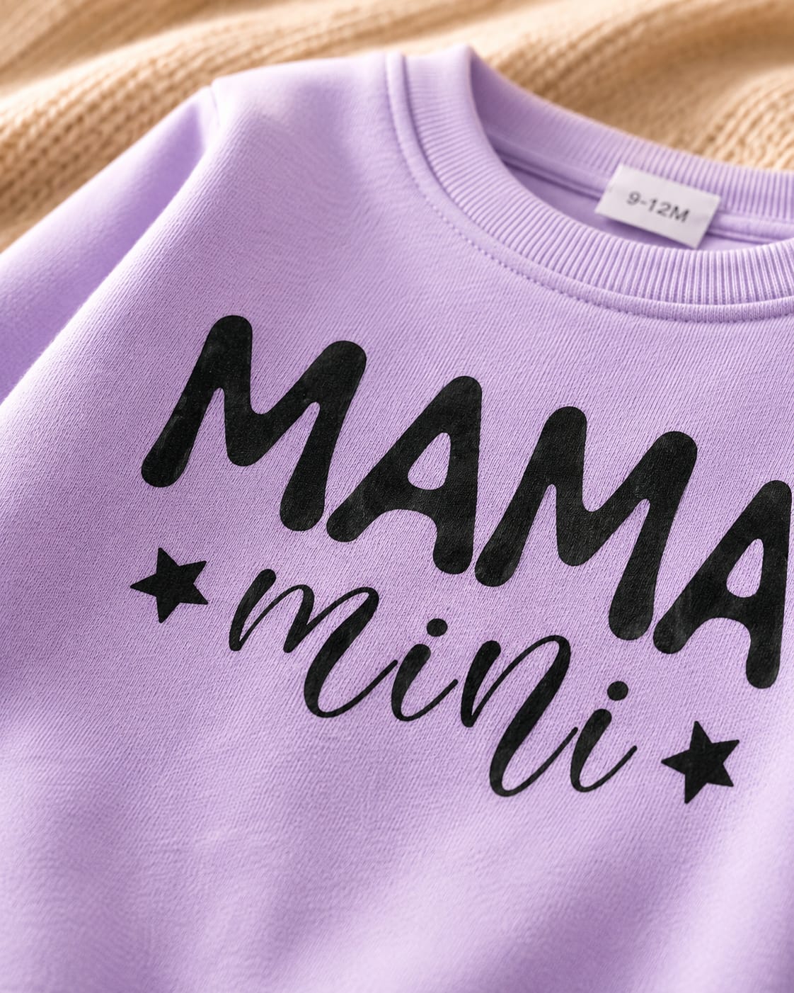 Plush Round Neck - Mama's Mini Fleece Basic Set Purple