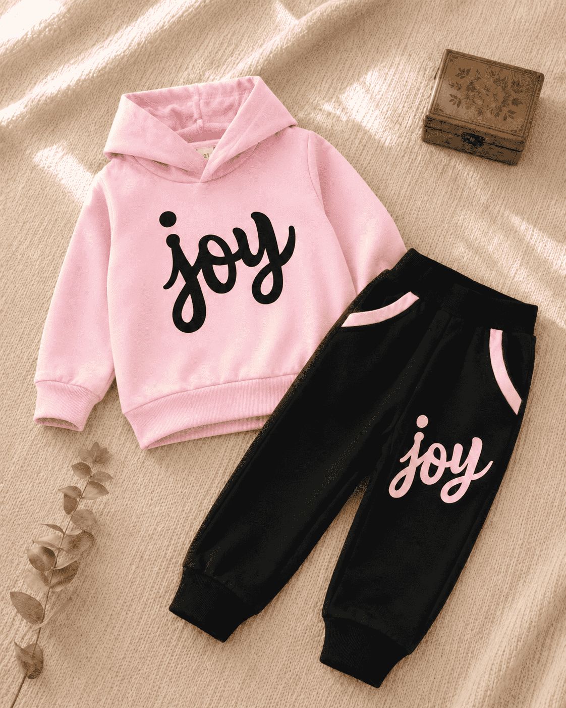 Plush - Hoodied Fleece Shirt & Trouser - Joy in Pink Contrast