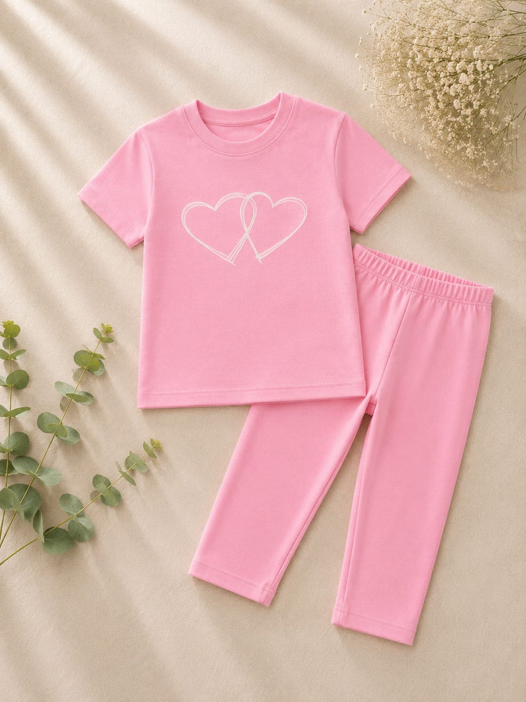 Girls Soft Pink T-Shirt & Legging Set