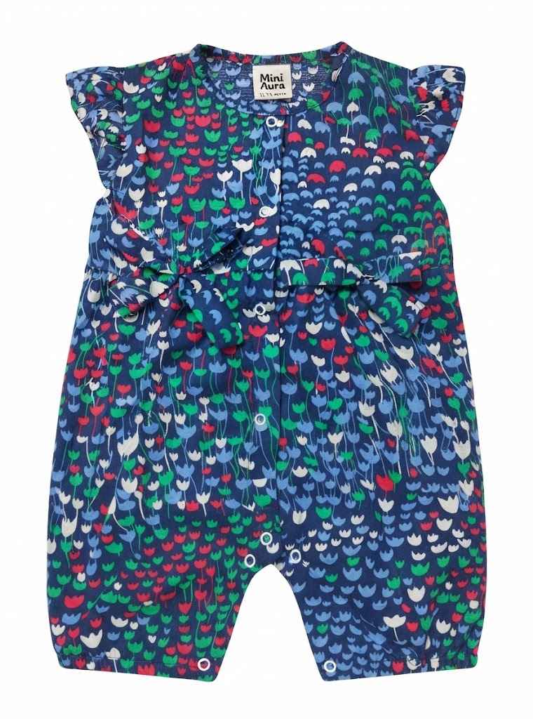 Baby girl navy floral tulip print romper