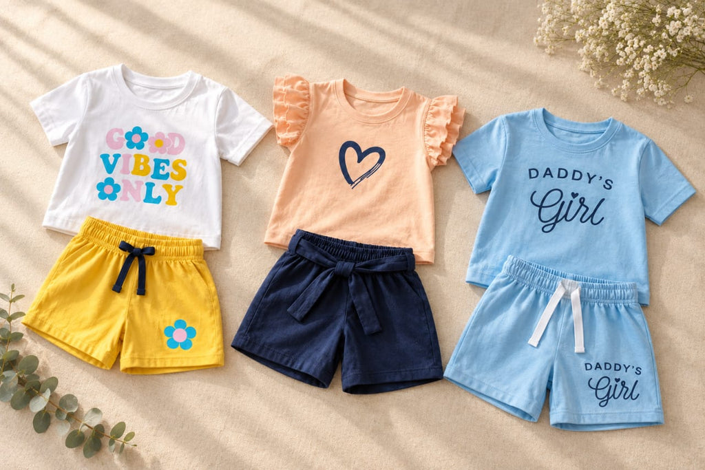 Girls Ruffle Sleeve Co-ord Set Pack of 3 – Cute Prints