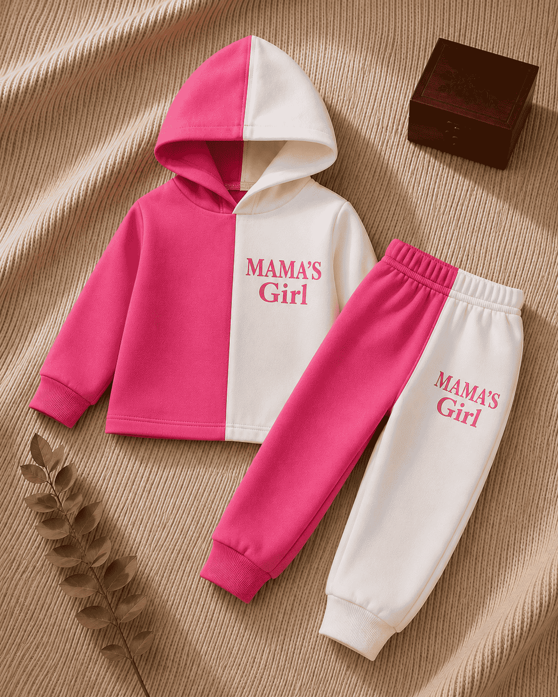 Plush Hoodie Style - Mamas Girl Fleece Basic Pink Contrast