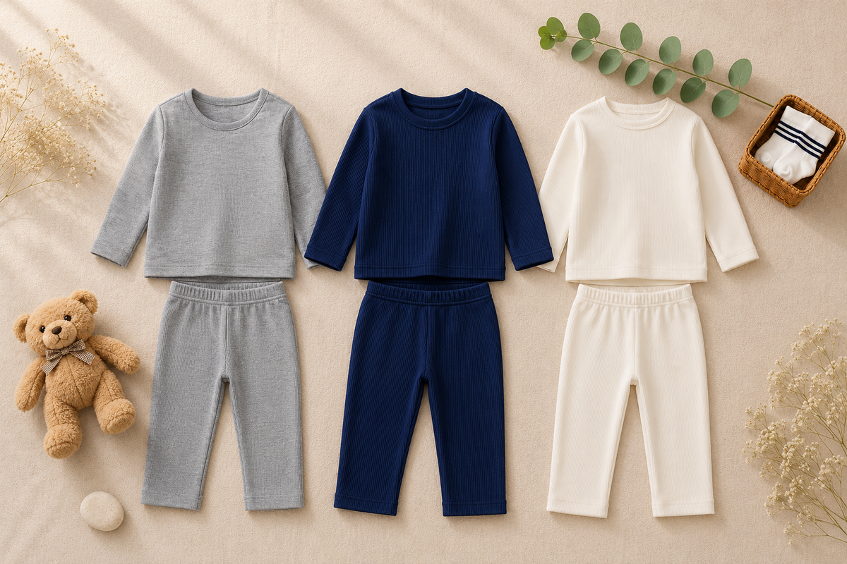Baby ribbed solid color outfit set pack of 3
