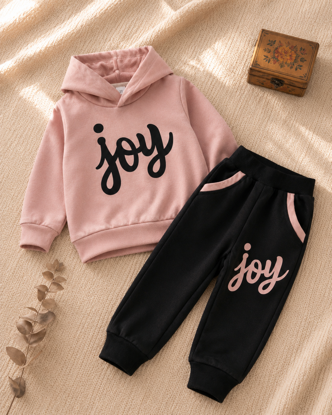 Plush - Hoodied Fleece Shirt & Trouser - Joy in Pink Contrast