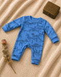 Blue baby romper with dinosaur print