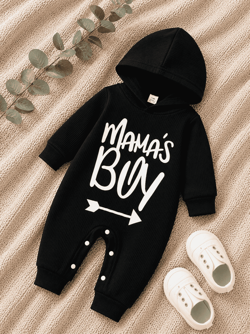 Plush-Hoodie Romper - Mamas Boy in Black