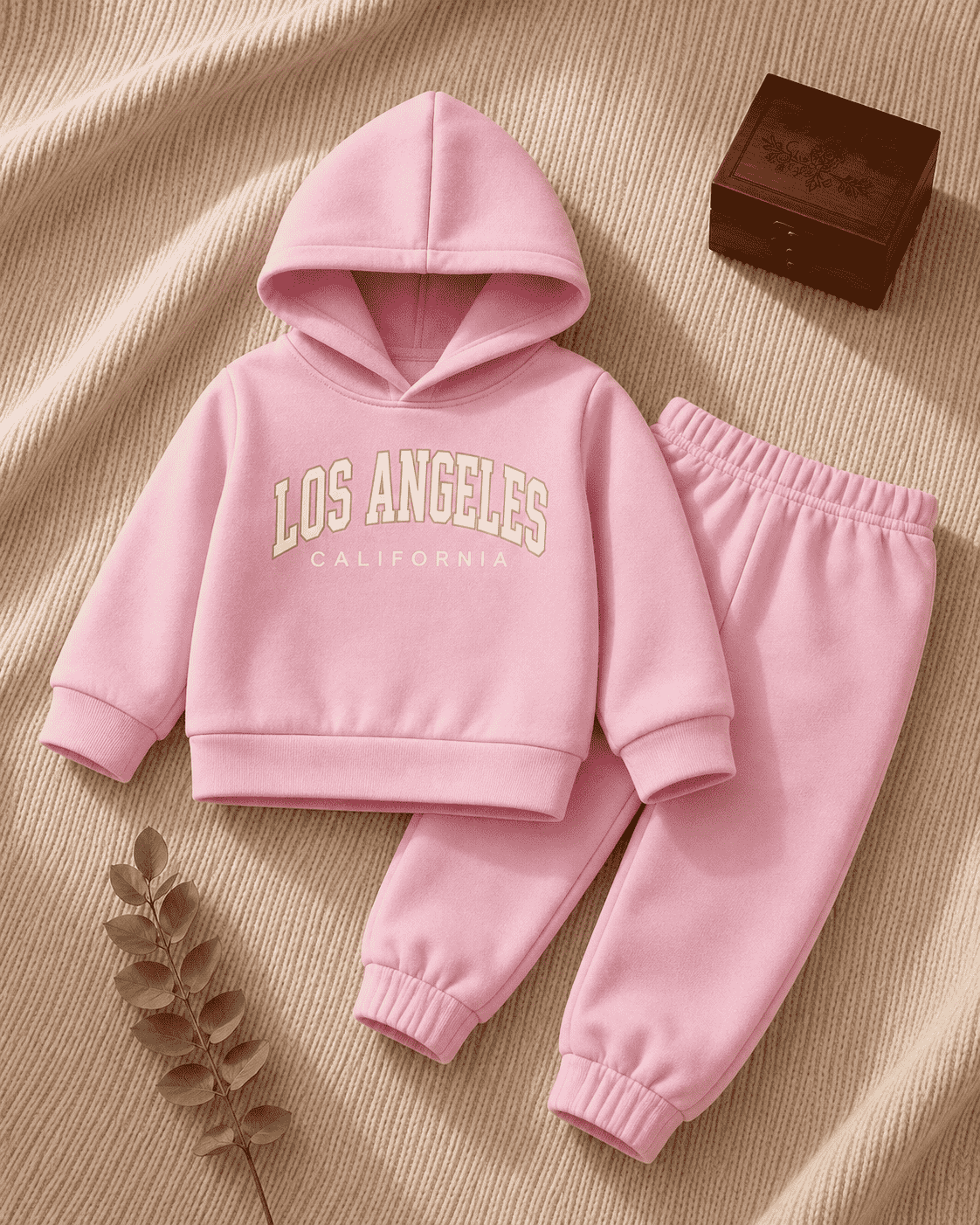 Plush - Hoodied Fleece Shirt & Trouser - LA in Pink
