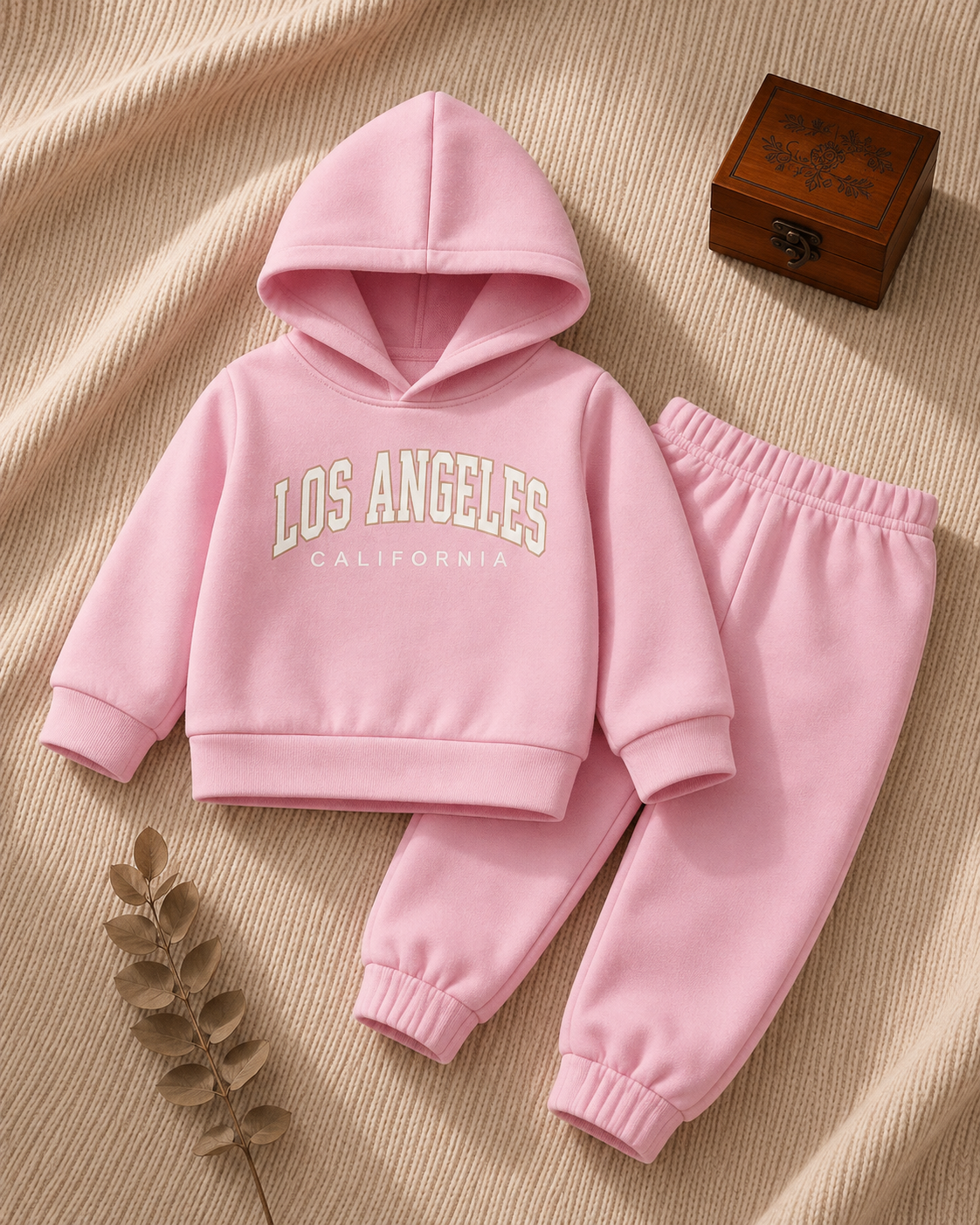 Plush - Hoodied Fleece Shirt & Trouser - LA in Pink