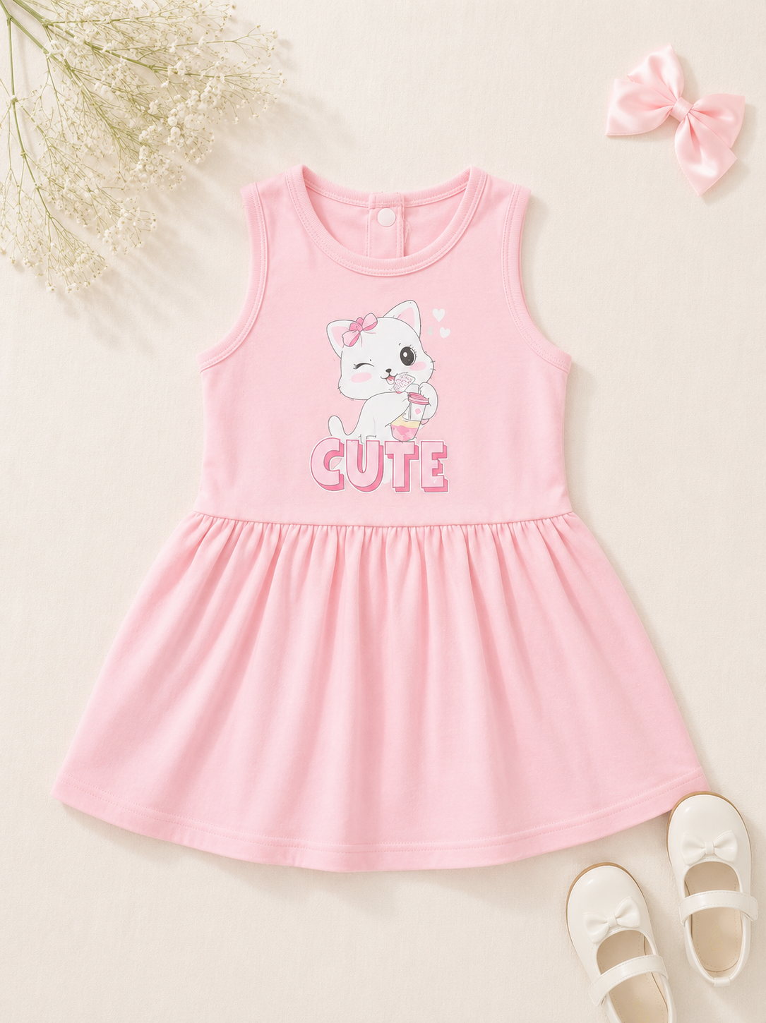 PLUSH-Summer Dress - Cute in Pink