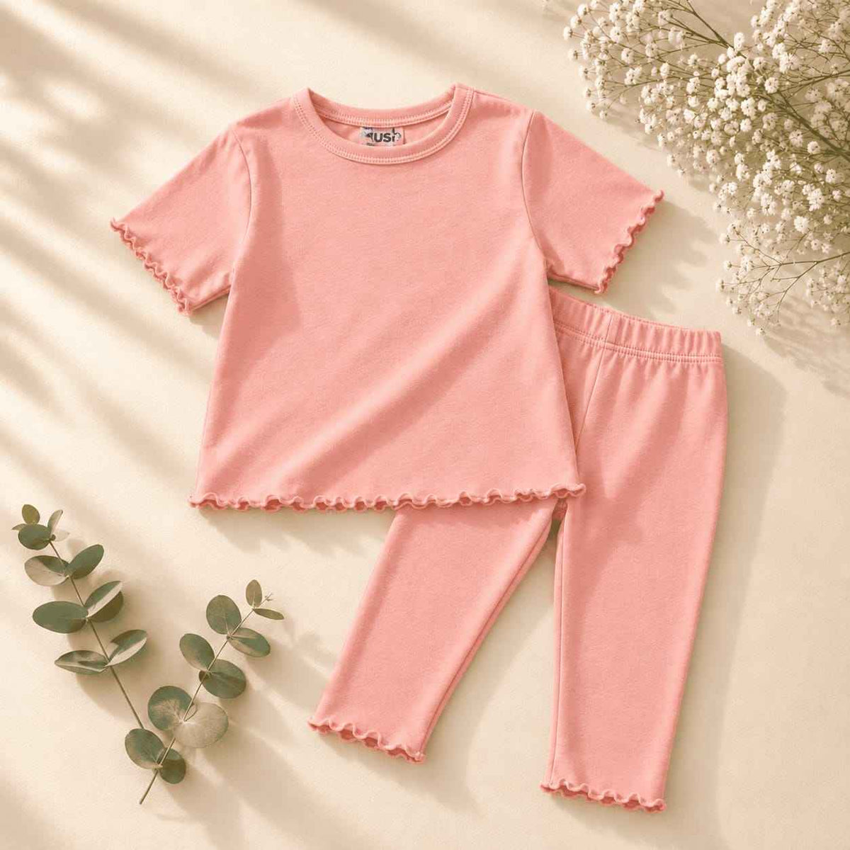 Girls Orange Casual Co-ord Set