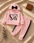 Plush Hoodied Fleece Shirt & Trouser - Little Sis in Light Pink