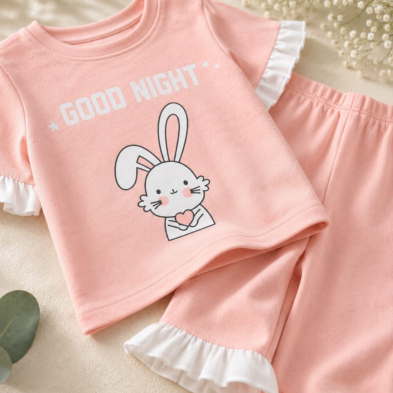 PLUSH-Nifty Basics - Bunny in Peach with Trousers