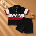 Plush-Baby Plaid Polo Shirt & Shorts-Black-White