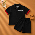 Plush-Baby Plaid Polo Shirt & Shorts-Black