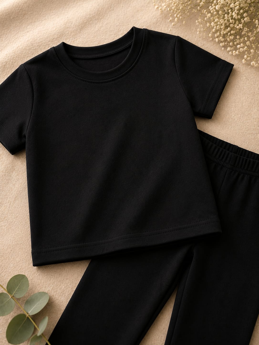Girls Black T-Shirt & Trouser Co-ord Set