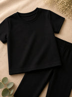 Girls Black T-Shirt & Trouser Co-ord Set