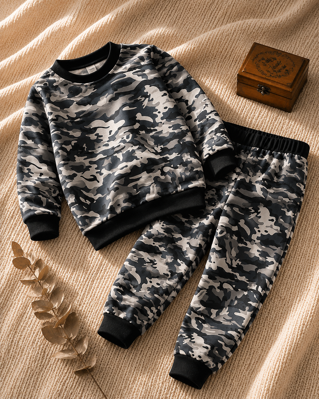 Plush -  Fleece Shirt & Trouser - Camouflage Grey