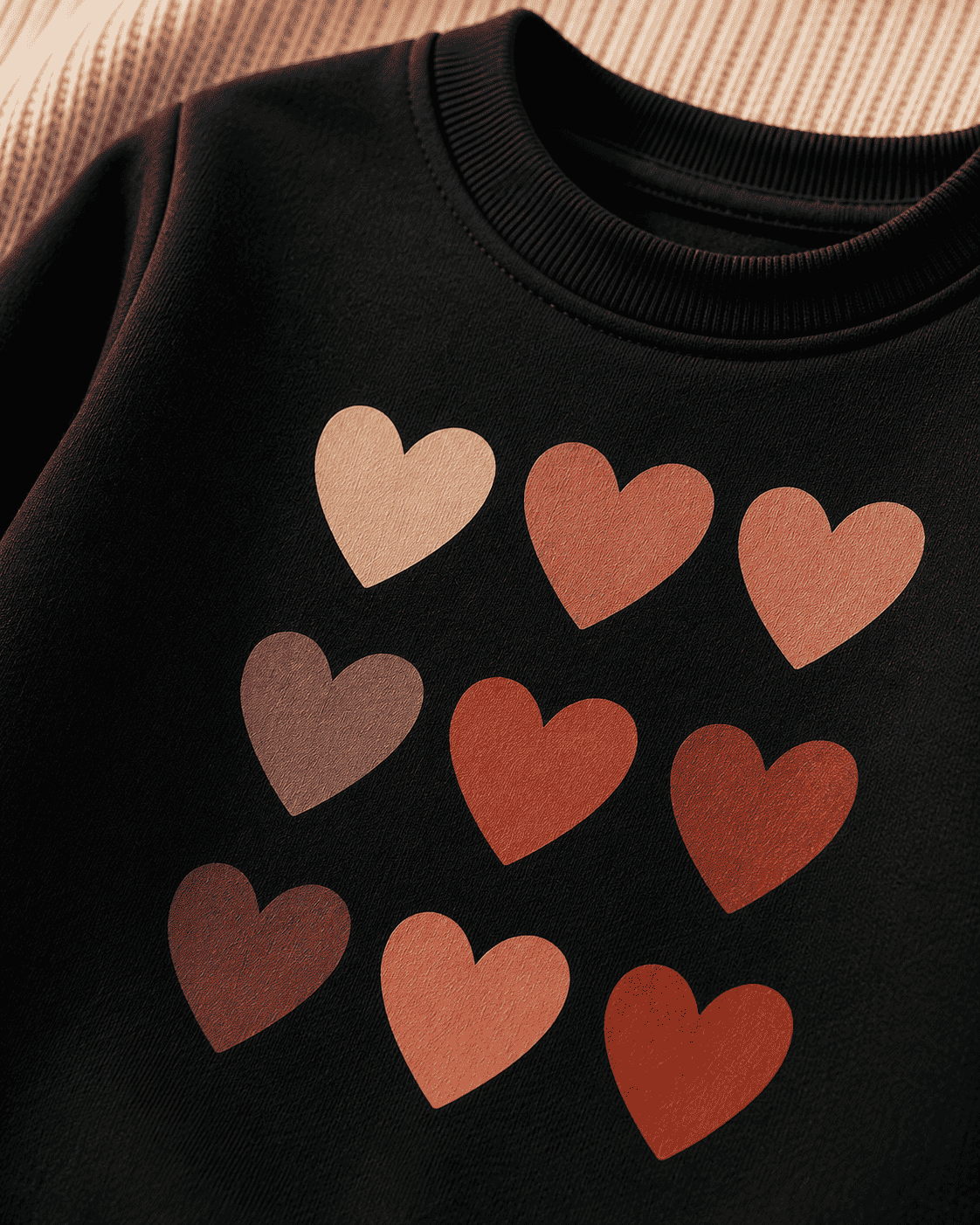 Plush-Round Neck - Colored Hearts Fleece Sweat Set
