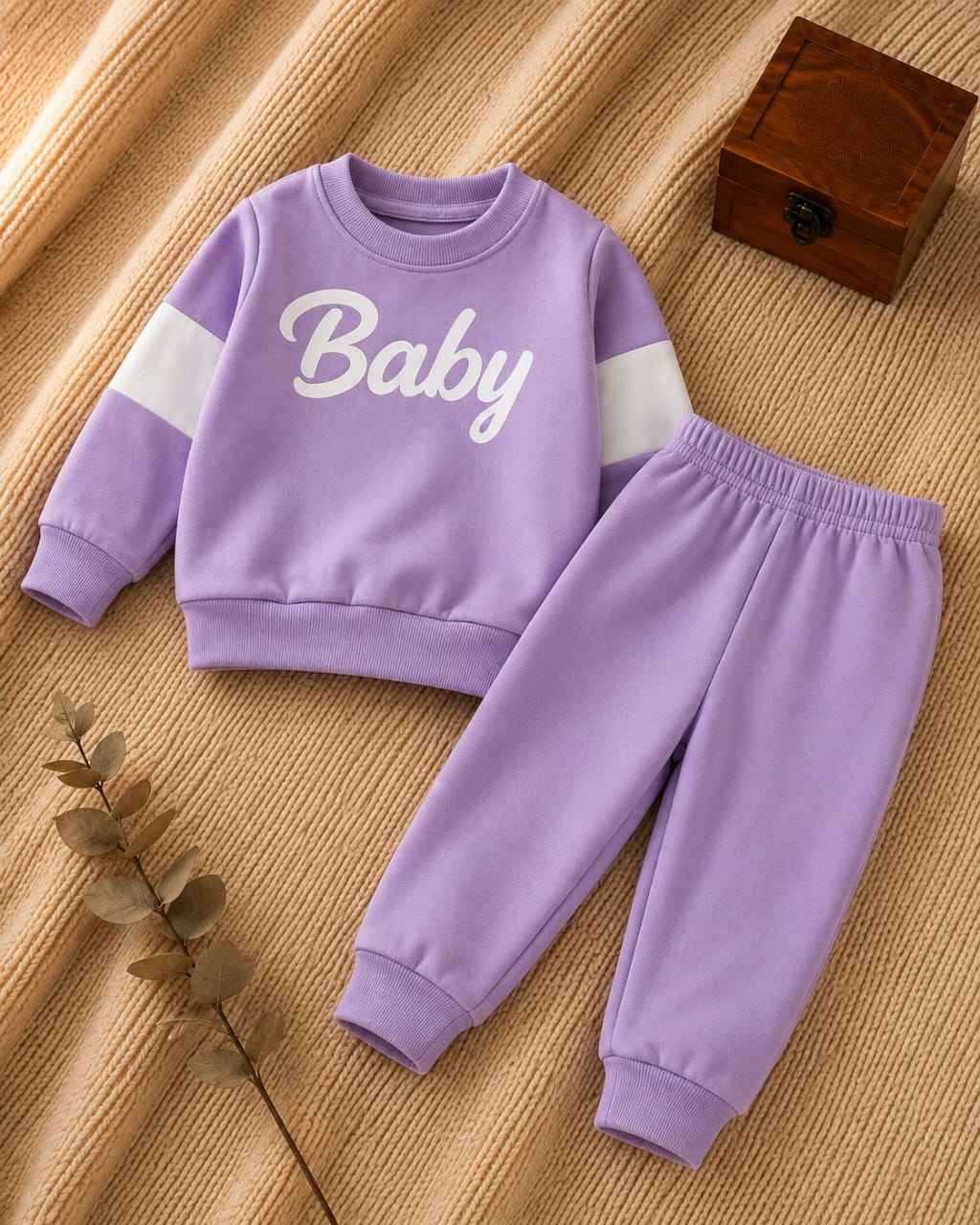 Plush  Fleece Shirt & Trouser - Baby in Purple