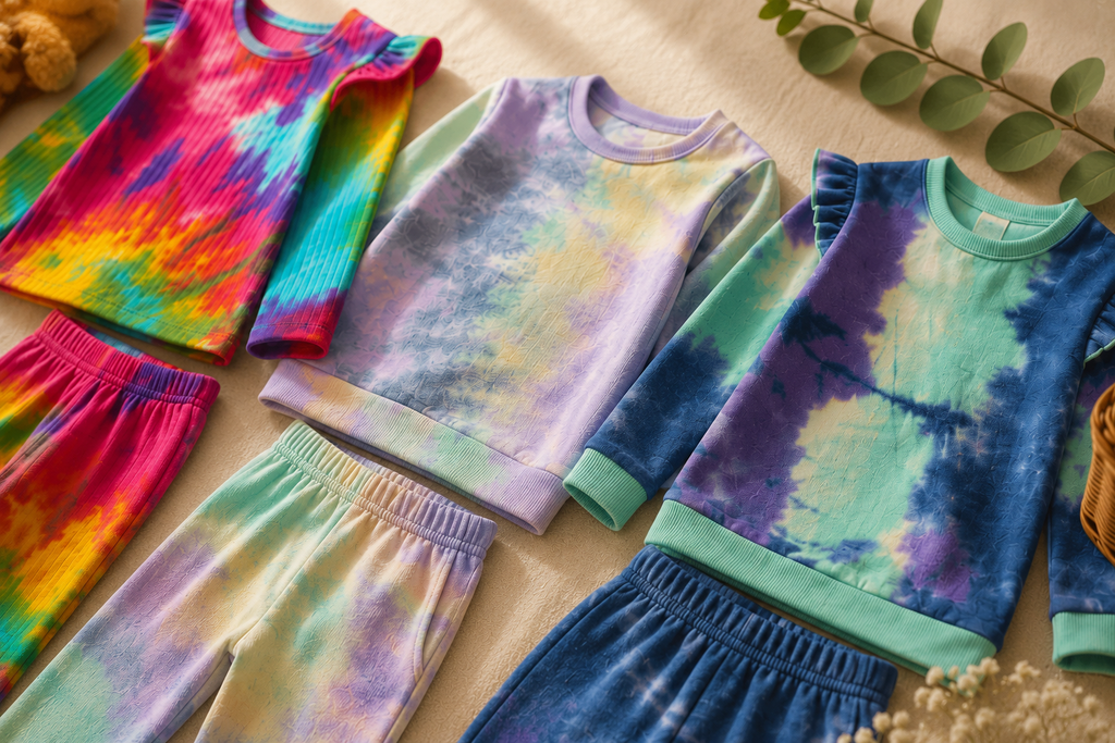 Baby Girl Tie-Dye Ruffle Outfit Set – Pack of 3