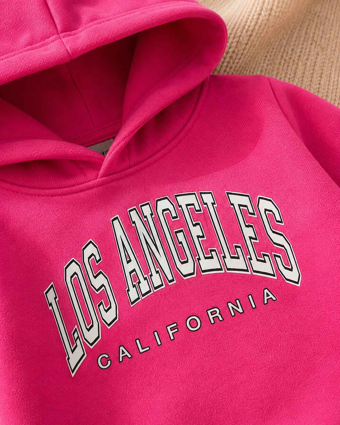 Plush Hoodied Fleece Shirt & Trouser - Los Angeles Pink