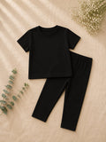 Girls Black T-Shirt & Trouser Co-ord Set