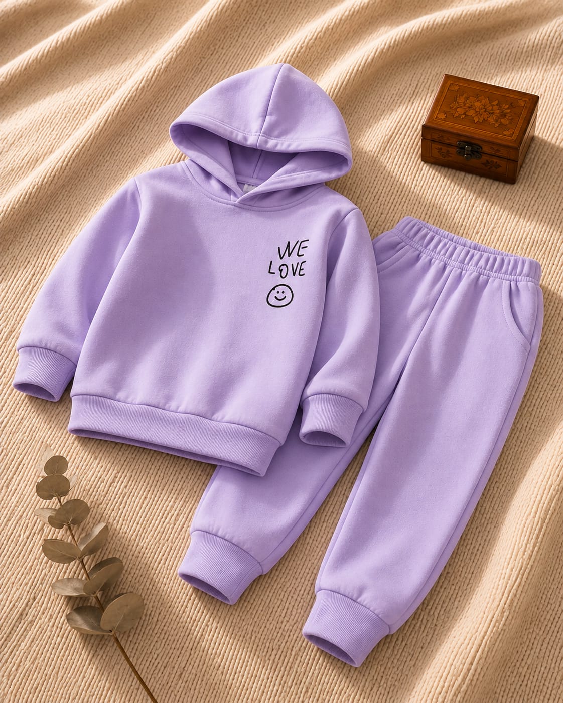 Plush Hoodie Style - Girl Fleece Basic Set Purple