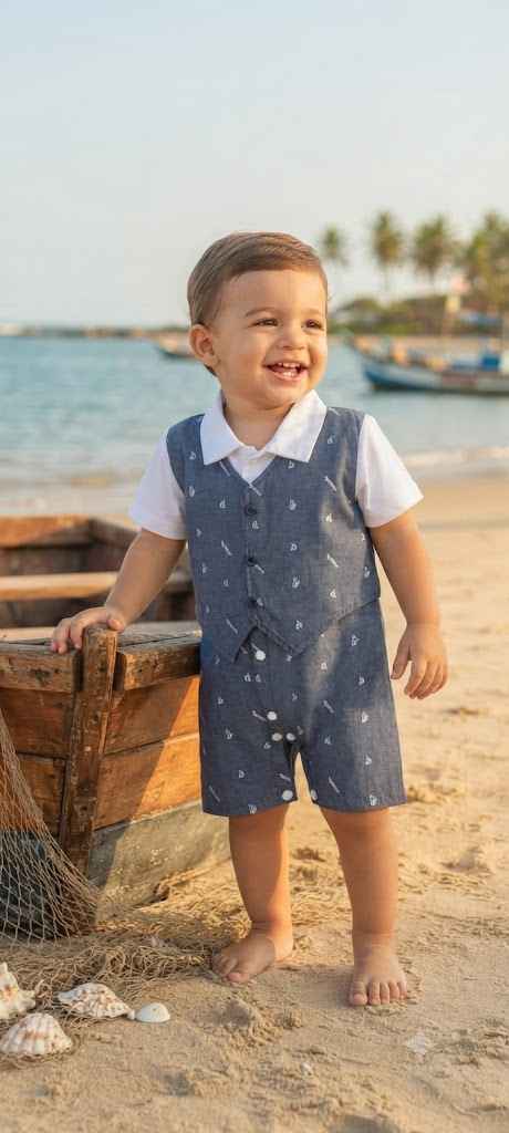 Blue Vest Style Baby Boy Romper