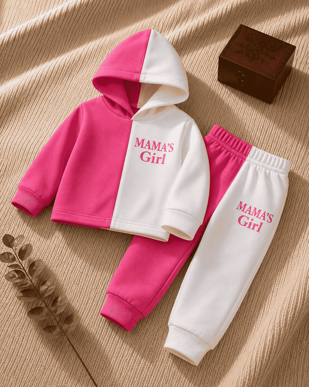 Plush Hoodie Style - Mamas Girl Fleece Basic Pink Contrast