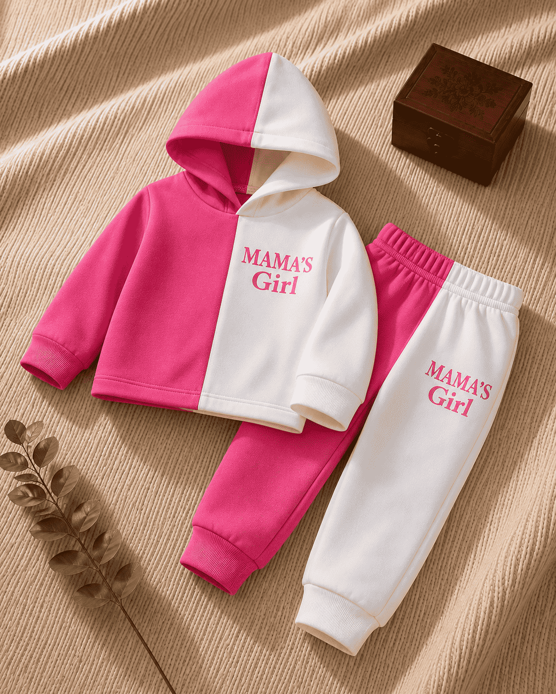 Plush Hoodie Style - Mamas Girl Fleece Basic Pink Contrast