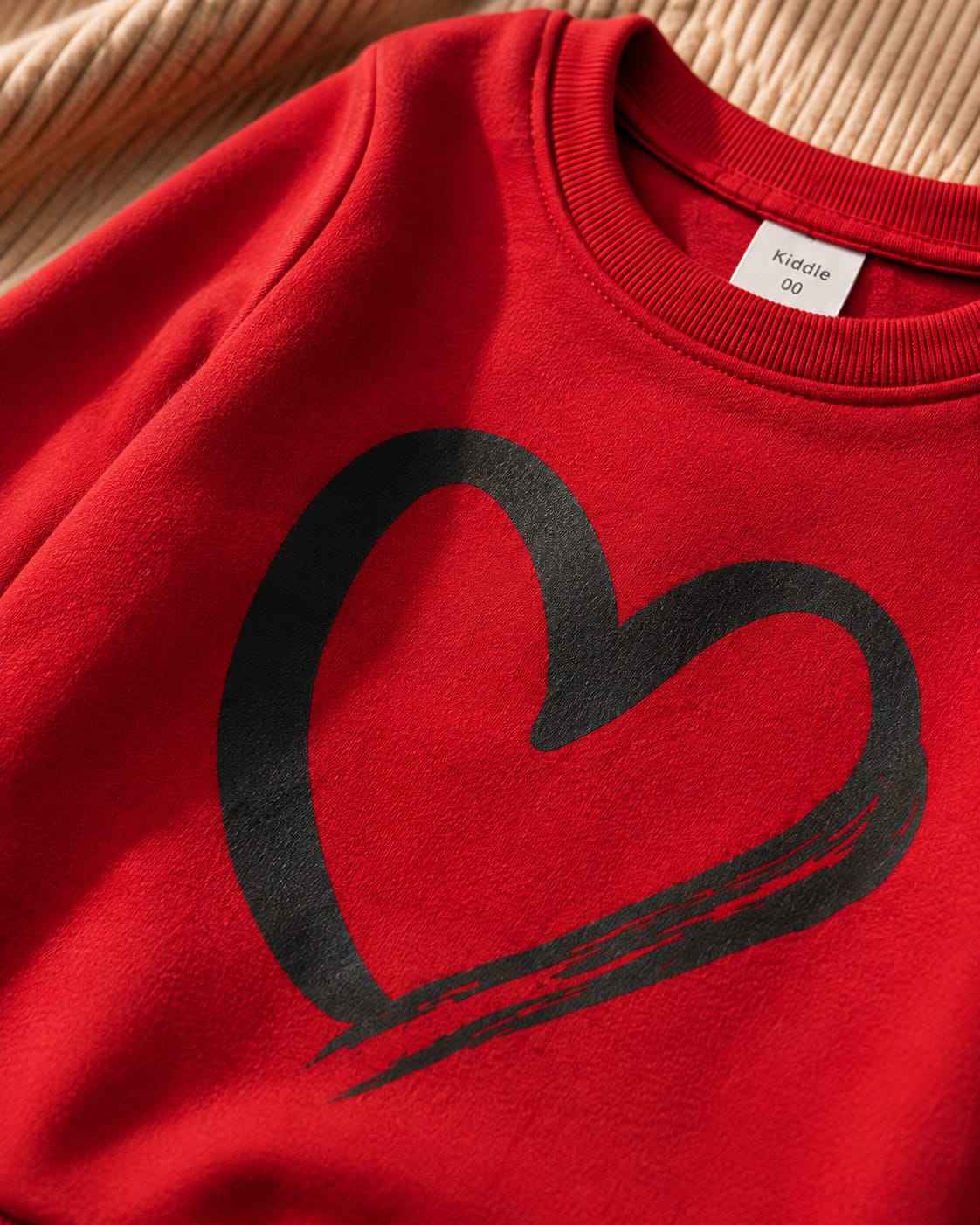 Plush -  Fleece Shirt & Trouser - Hearts in Red