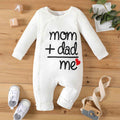 Plush-Printed Rompers - Mom + Dad - White