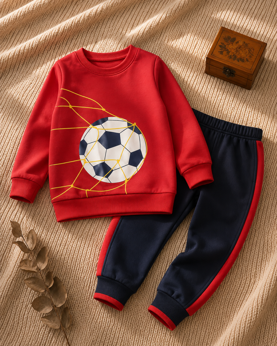 Plush -  Fleece Shirt & Trouser - Football in red
