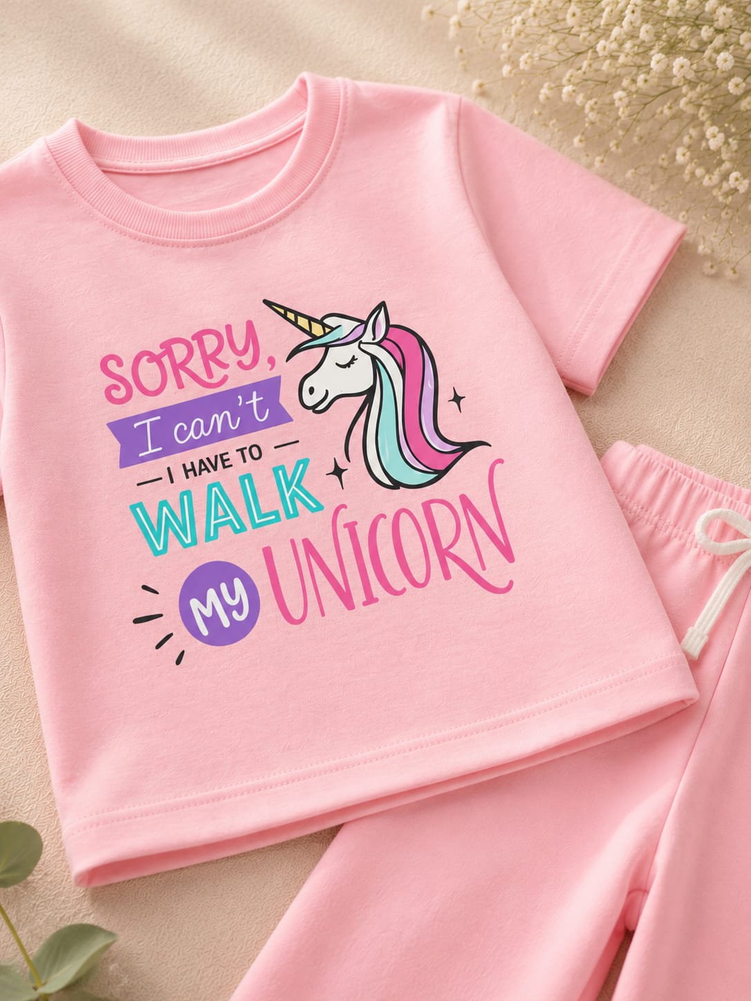 Plush-Nifty Basics - Unicorn in Pink with Cuffed Trousers