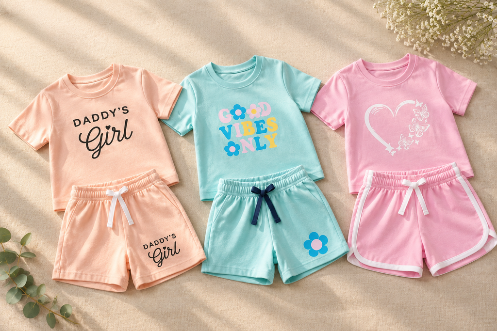 Kids Pastel Printed Co-Ord Set Pack of 3