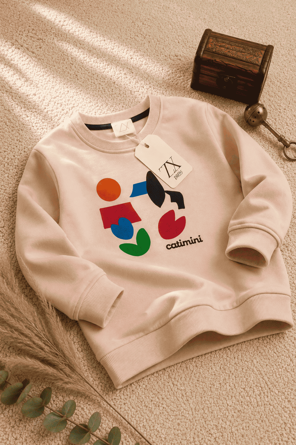 Full Sleeves Sweat Shirt - Hearts and Figure Light Pink