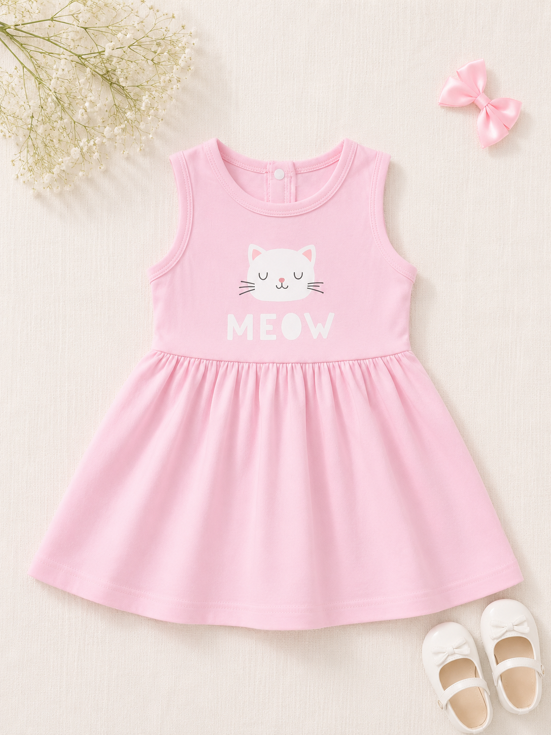 PLUSH-Summer Dress - Meow in Pink