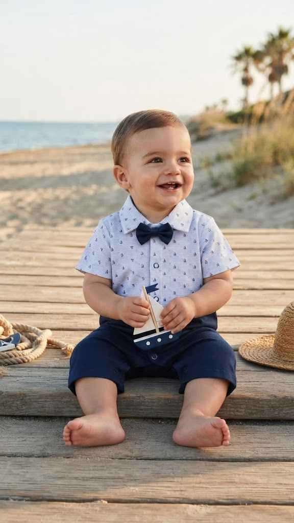 Sailboat Print Baby Romper