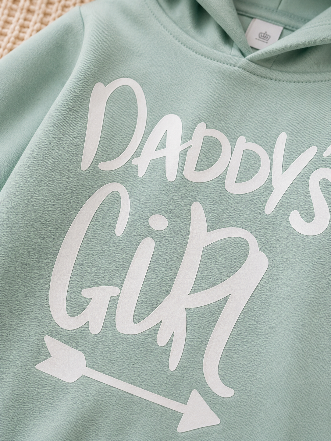 Plush-Hoodie Romper - Daddys girl in Green