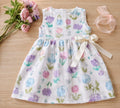 Girls white floral tulip print sleeveless dress