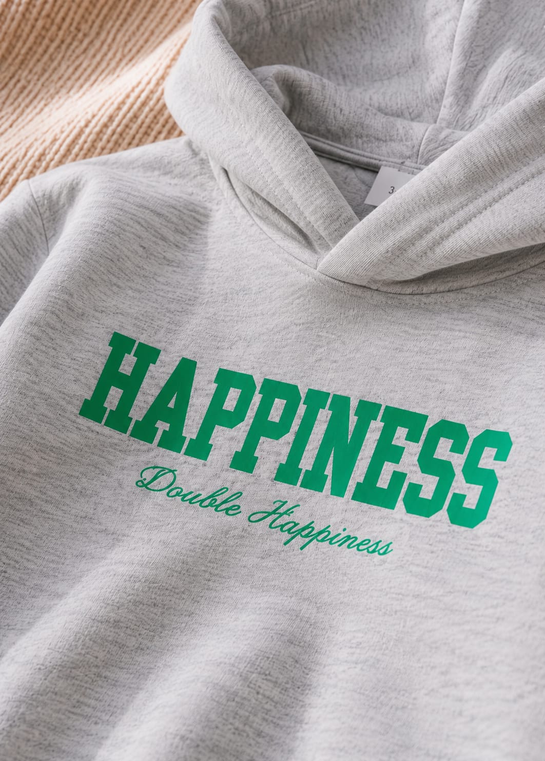 Plush Hoodie Style - Happiness Fleece Sweat Set Grey