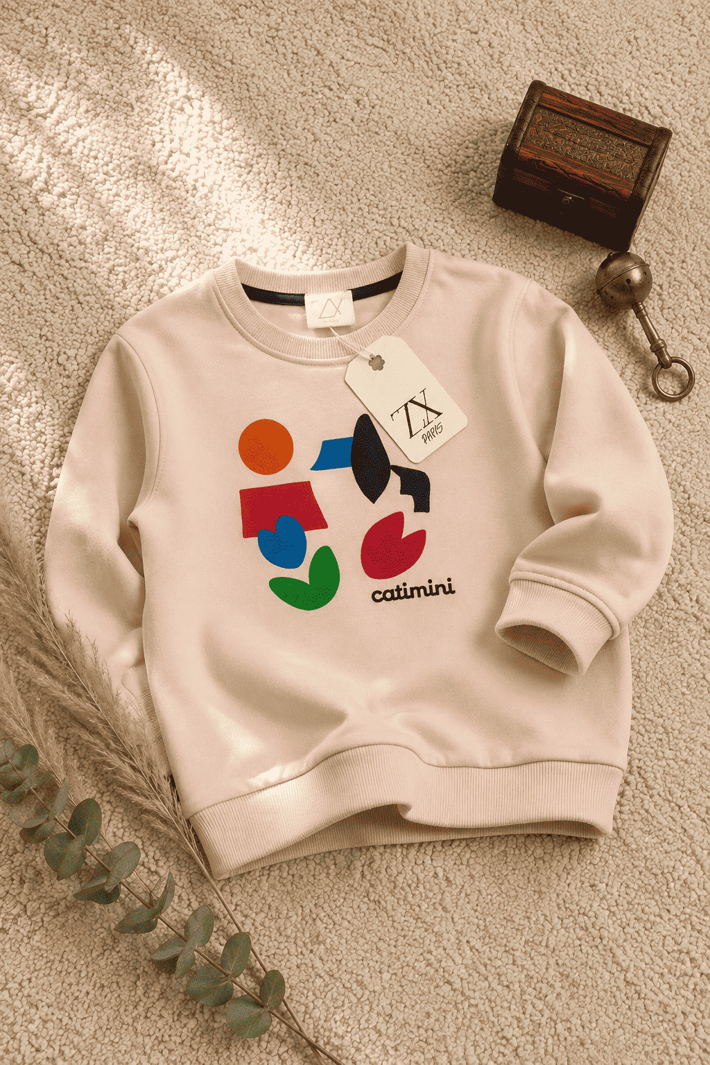 Full Sleeves Sweat Shirt - Hearts and Figure Light Pink