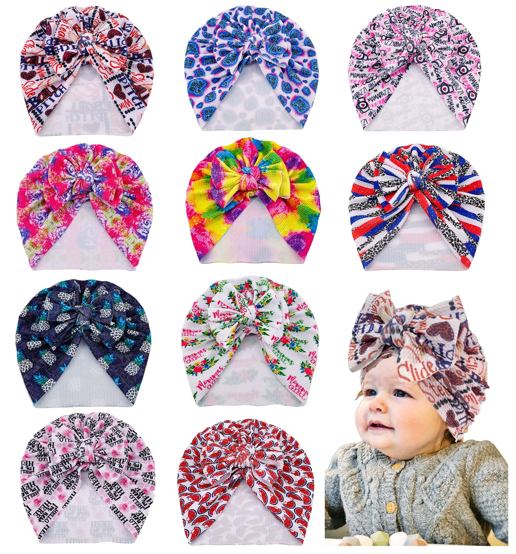1Pcs Turban Hat for Baby Infant Cap Hats with Bow Knot