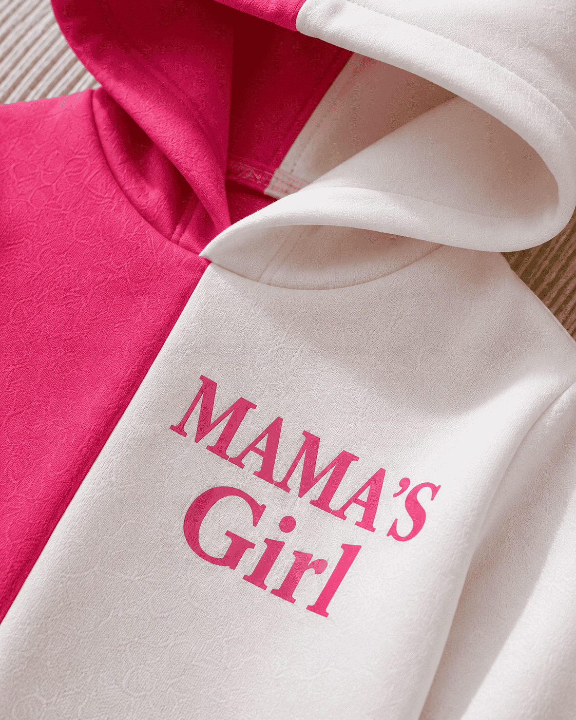 Plush Hoodie Style - Mamas Girl Fleece Basic Pink Contrast