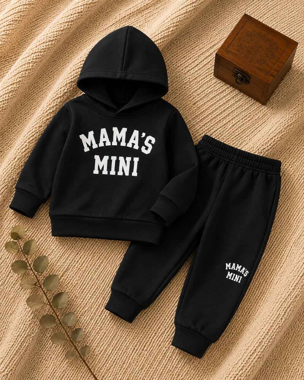 Plush - Hoodied Fleece Shirt & Trouser - Mamas Mini in Black
