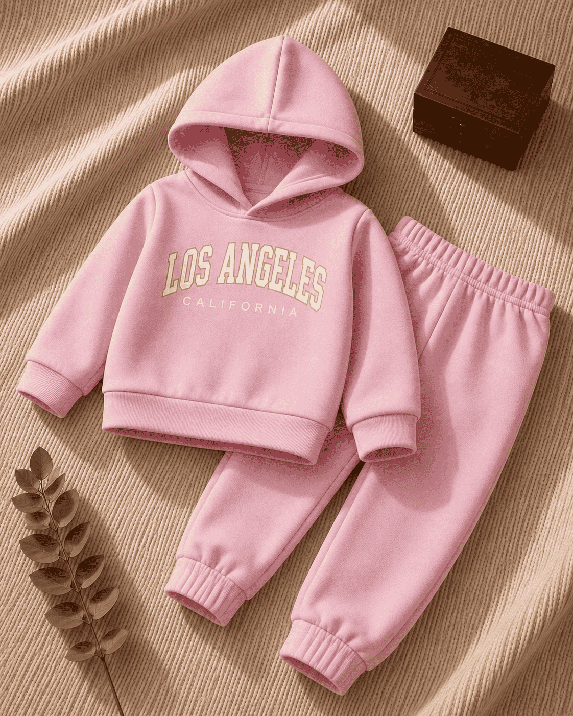 Plush - Hoodied Fleece Shirt & Trouser - LA in Pink